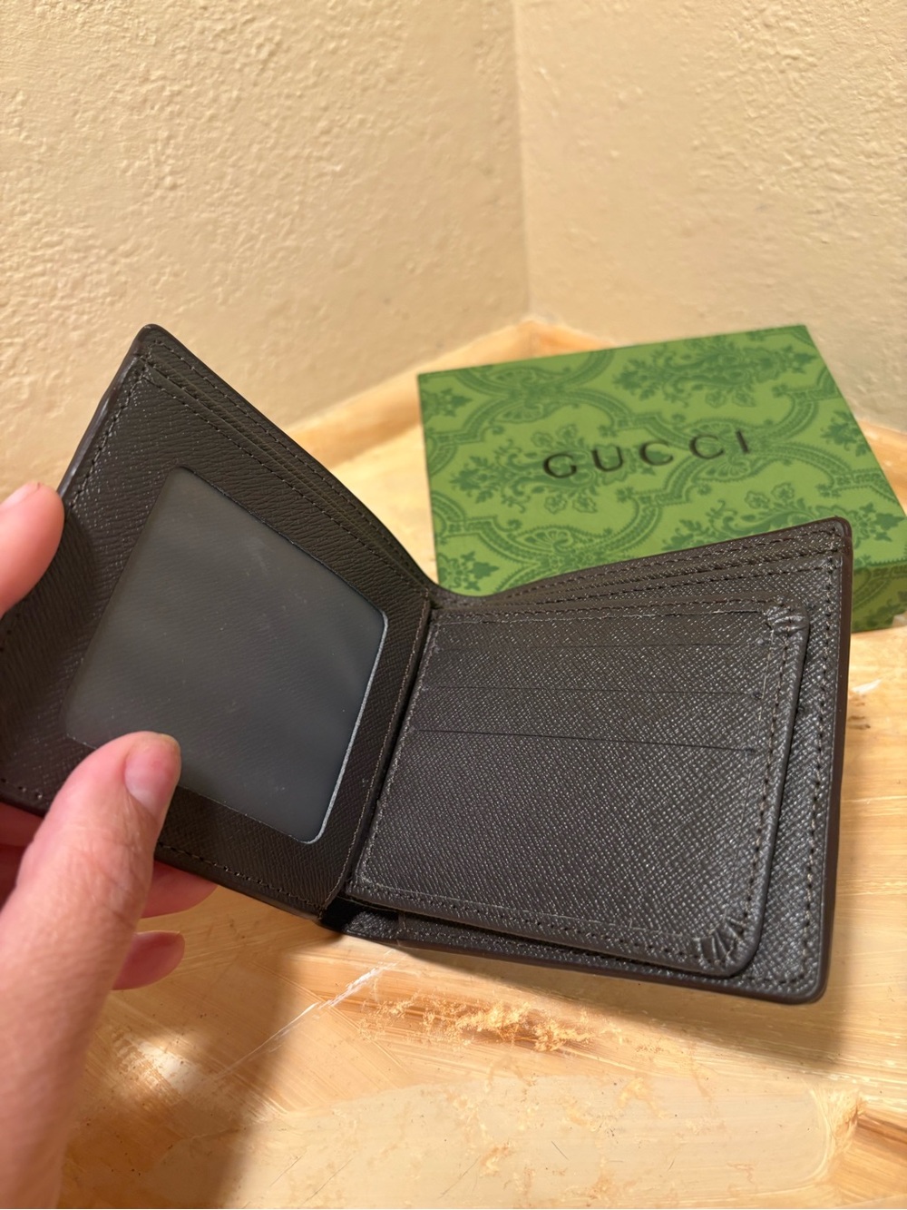 Gucci Brown GG Canvas Bifold Wallet with Green-Red Web Stripe - Picture 2 of 3